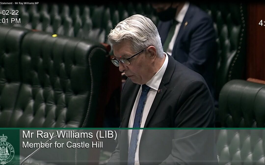 Embedded Network Rort – Mr Ray Williams MP – NSW Parliament Private Members Statement 24/02/2022